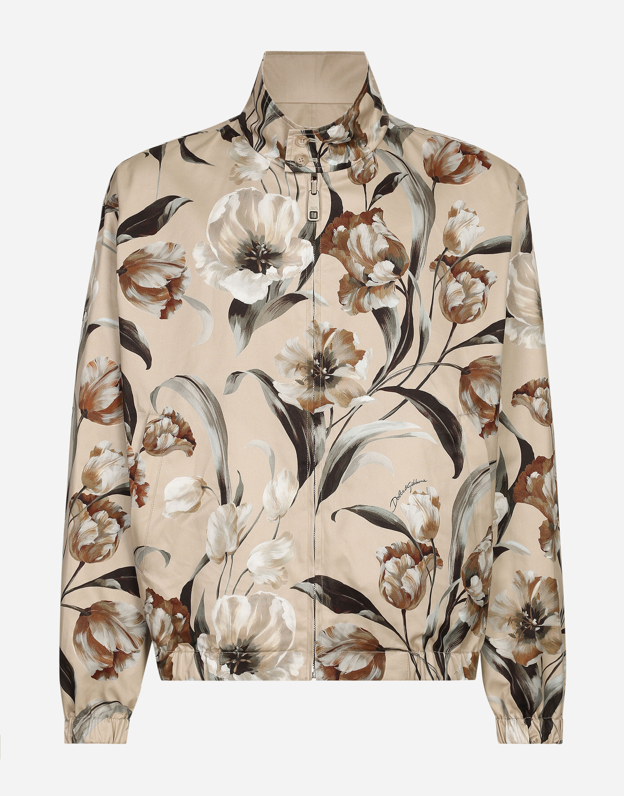 Reversible high neck jacket with floral print in Print for Men Dolce Gabbana