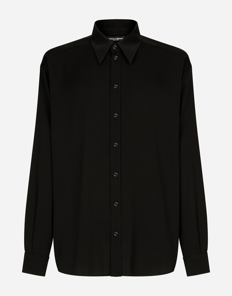Dolce&Gabbana Oversized stretch silk shirt Black G5IT7TGG486