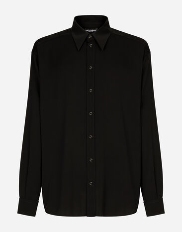 Dolce & Gabbana قميص فضفاض من حرير مرن أسود A80397AO602