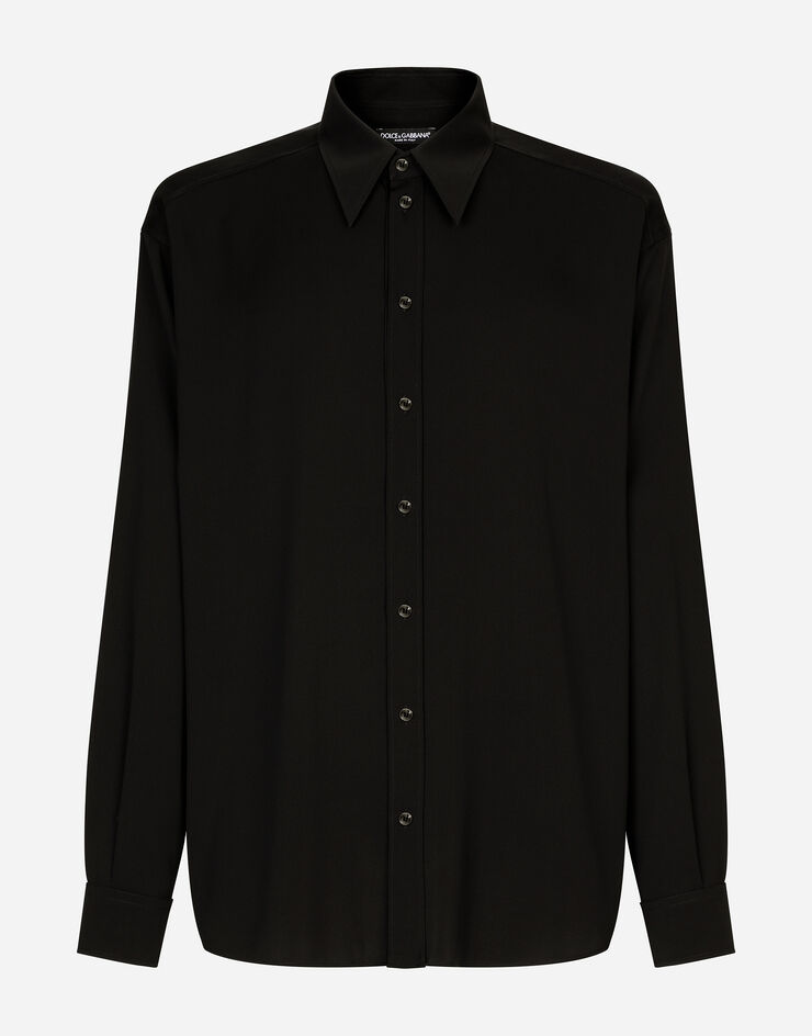 Dolce & Gabbana Camisa oversize de seda elástica Negro G5IT7TGG486