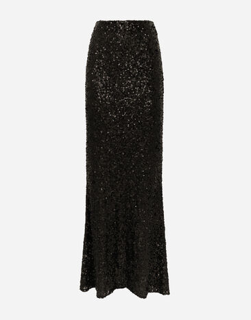 Dolce & Gabbana Long sequined mermaid skirt Black F4BBATHLMZM