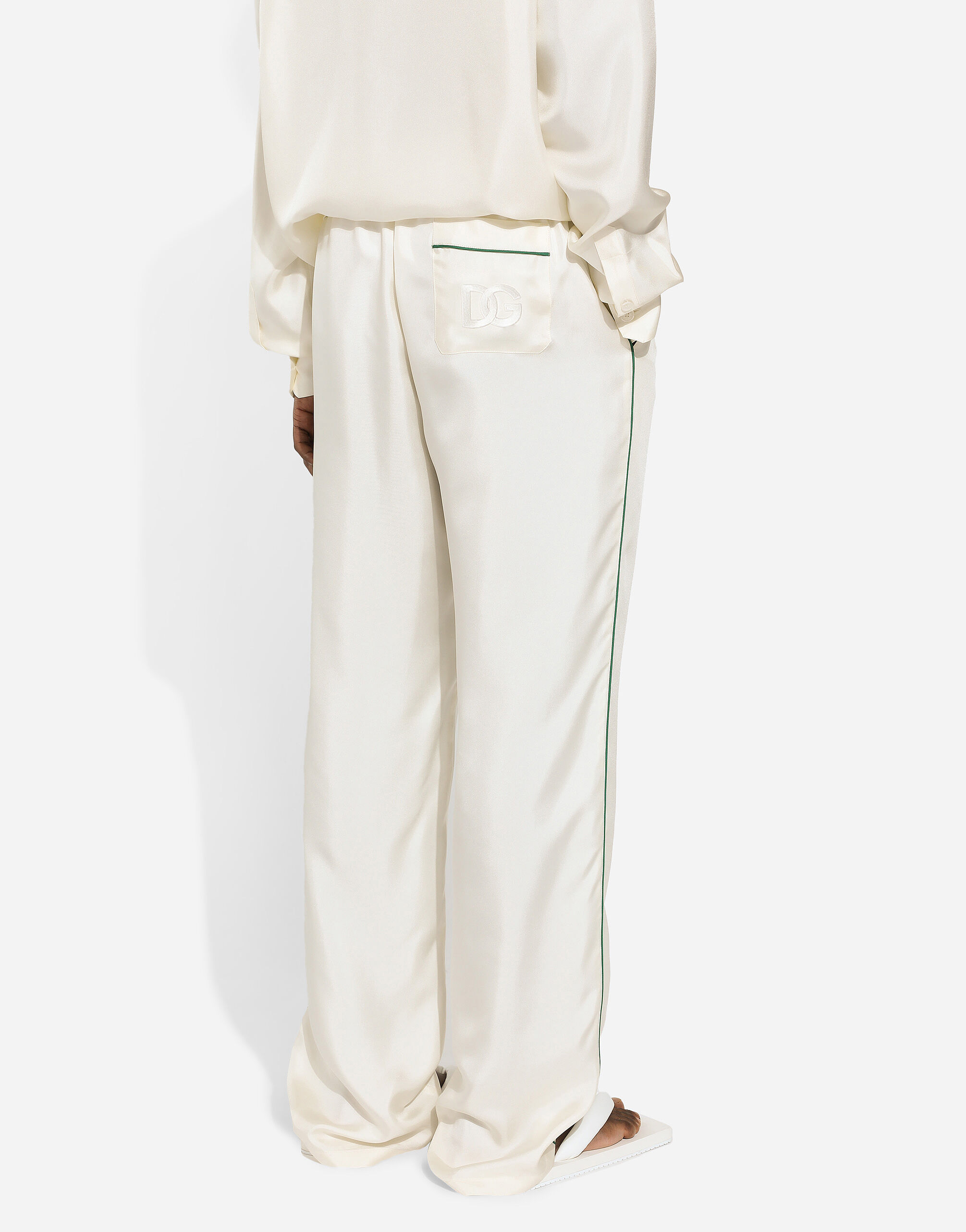Pantalon de jogging en soie a broderie DG en Blanc pour homme Dolce Gabbana