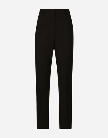Dolce & Gabbana Pantalones talle alto de lana Negro FTAM2TFUBGB