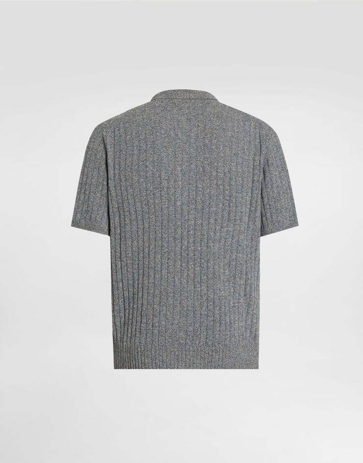 Dolce & Gabbana Ribbed cotton and linen polo shirt Grey GXZB0ZJGMDV
