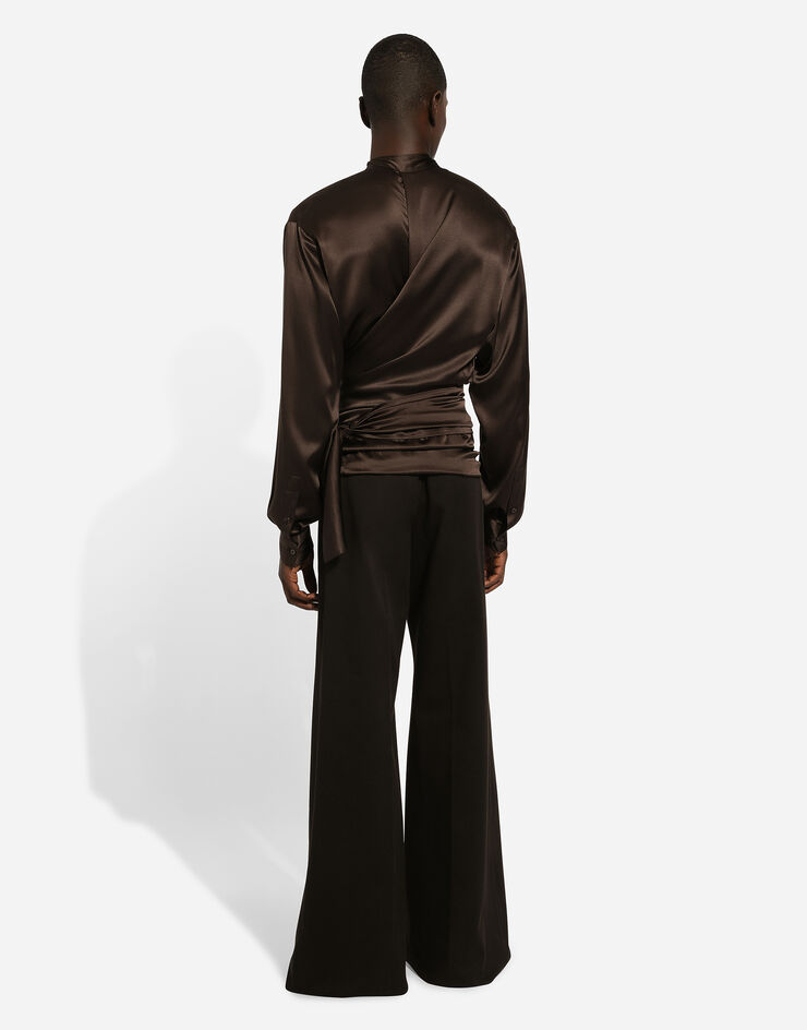 Dolce & Gabbana Wide-leg stretch cotton pants Brown GVKXHTFUFMV