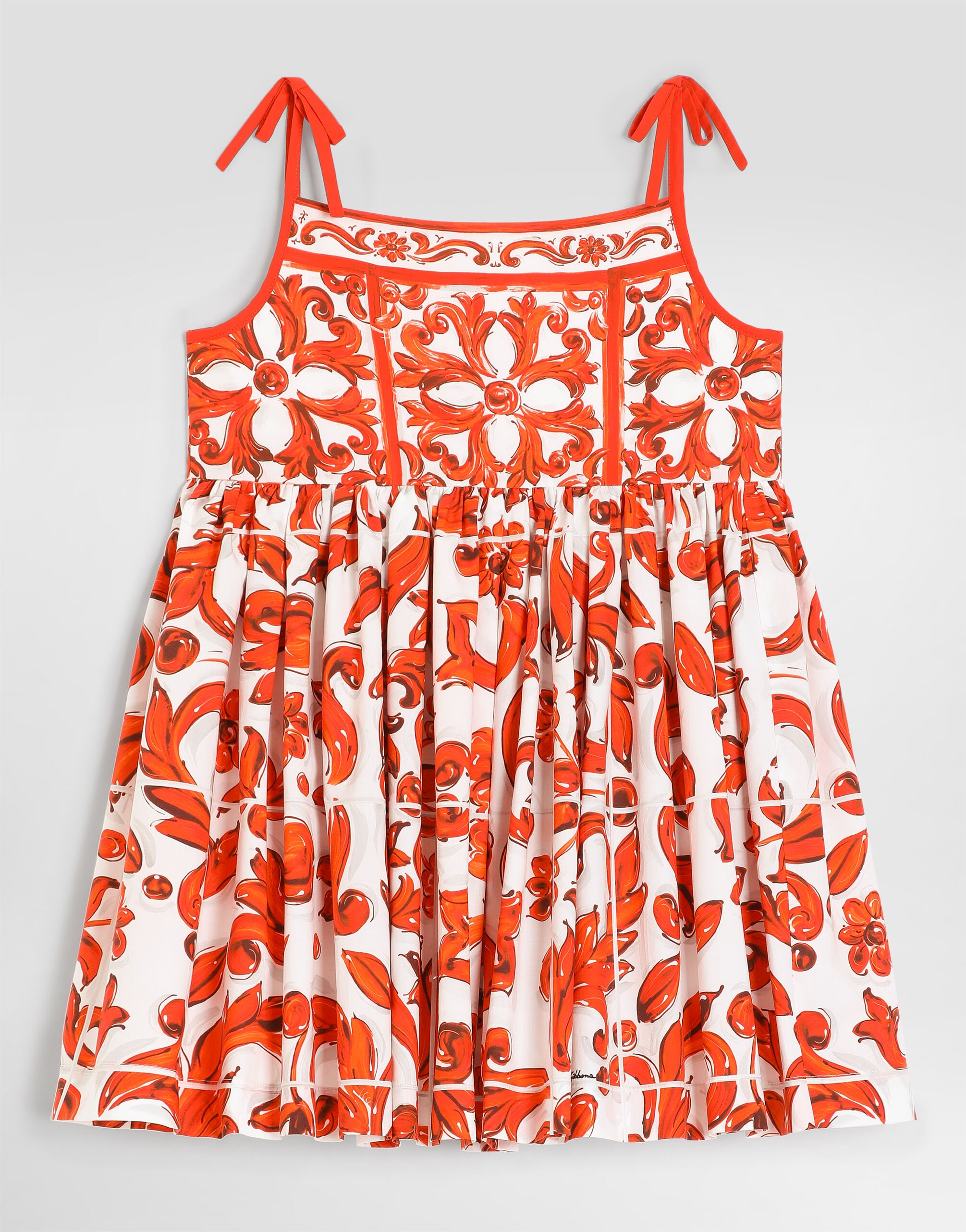 Majolica-print poplin dress in Multicolor for Girls