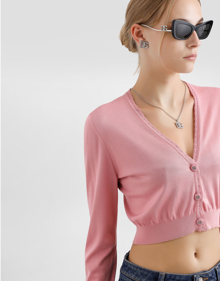 Dolce & Gabbana Cropped silk cardigan Dolce & Gabbana Cropped silk cardigan Pink FXV84TJBSLJ