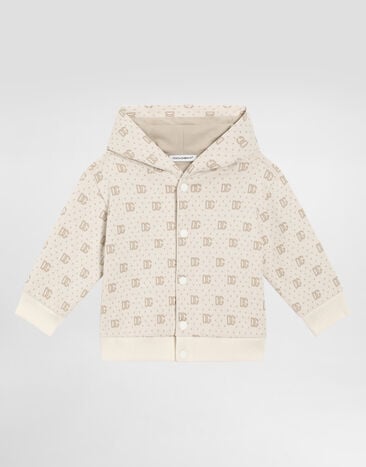 Dolce & Gabbana Polka-dot jacquard hoodie with DG logo White L1JTIEG7N8T