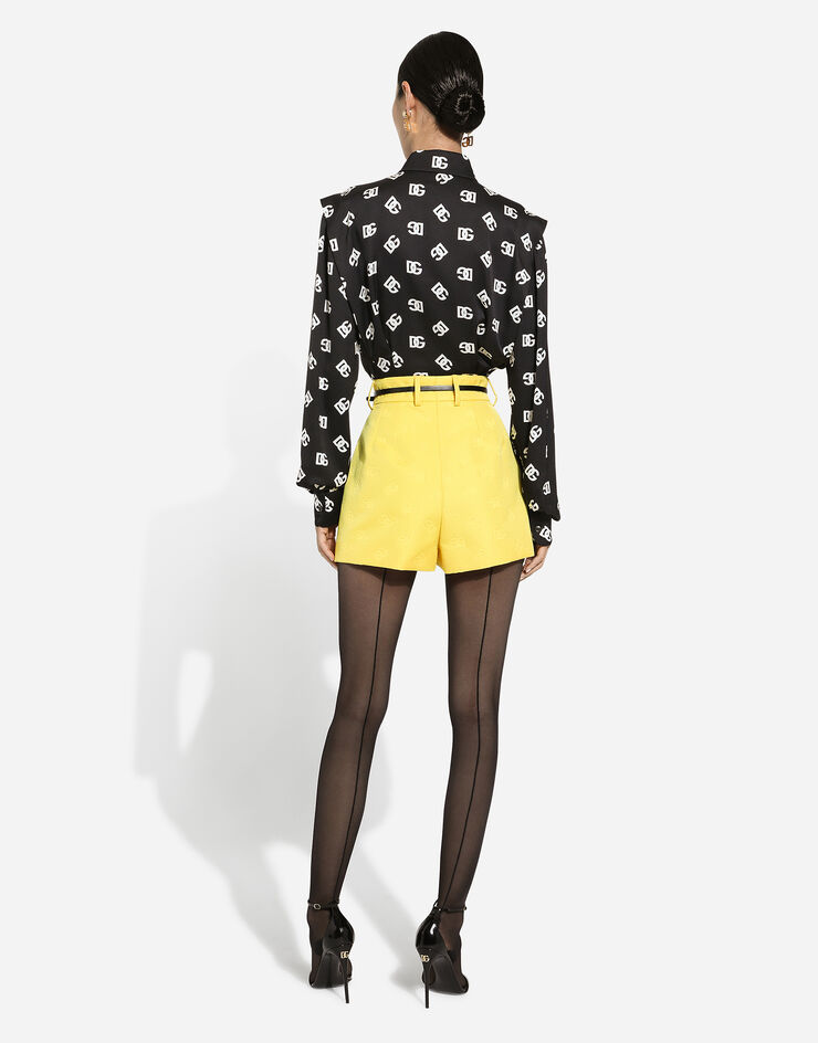 Dolce & Gabbana Jacquard shorts with all-over DG logo Yellow FTBVHTHJMOW