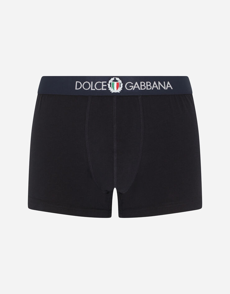 Dolce & Gabbana 纹章双弹平纹针织中腰平角内裤 蓝 M4C03JONN94