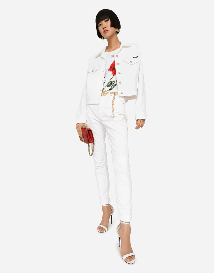 Dolce & Gabbana جاكيت دنيم أبيض متعدد الألوان F9H08DG899M