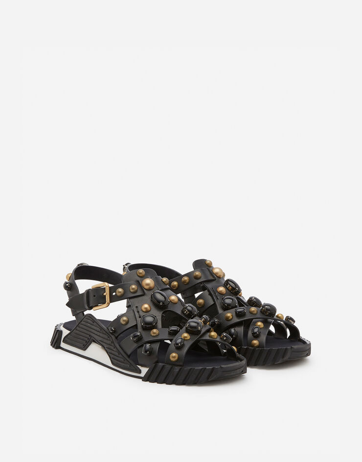 Dolce & Gabbana NS1 sandals in cowhide with stone embroidery Dolce & Gabbana NS1 sandals in cowhide with stone embroidery MULTICOLOR CS1795AX659