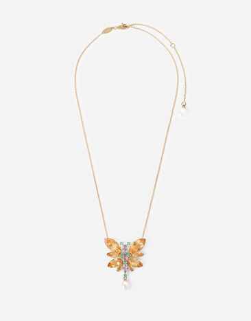 Dolce & Gabbana Spring necklace in yellow 18kt gold with citrine butterfly Black WWJS1SXR00S