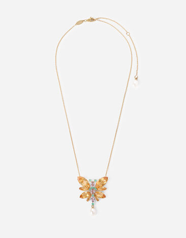 Dolce & Gabbana Spring necklace in yellow 18kt gold with citrine butterfly Leo Print WWJC2SXCMDT