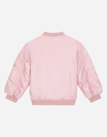 Dolce & Gabbana Nylon bomber jacket with logo tag Rosa L4JB5TG7M4O