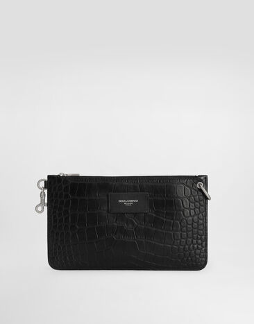 Dolce & Gabbana Crocodile-print calfskin toiletry bag Black BP3343AS422