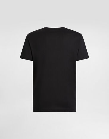 Dolce & Gabbana Short-sleeved T-shirt with DG embroidery Blue G8RN8ZG7M8X