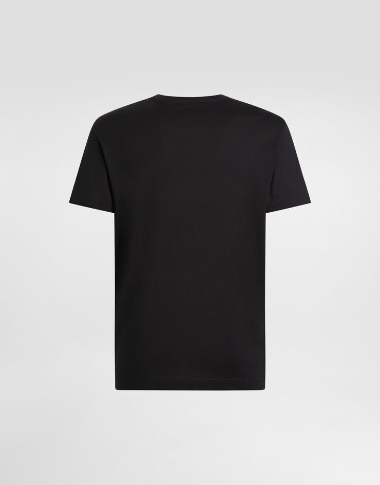 Dolce & Gabbana Short-sleeved T-shirt with DG embroidery Blue G8RN8ZG7M8X