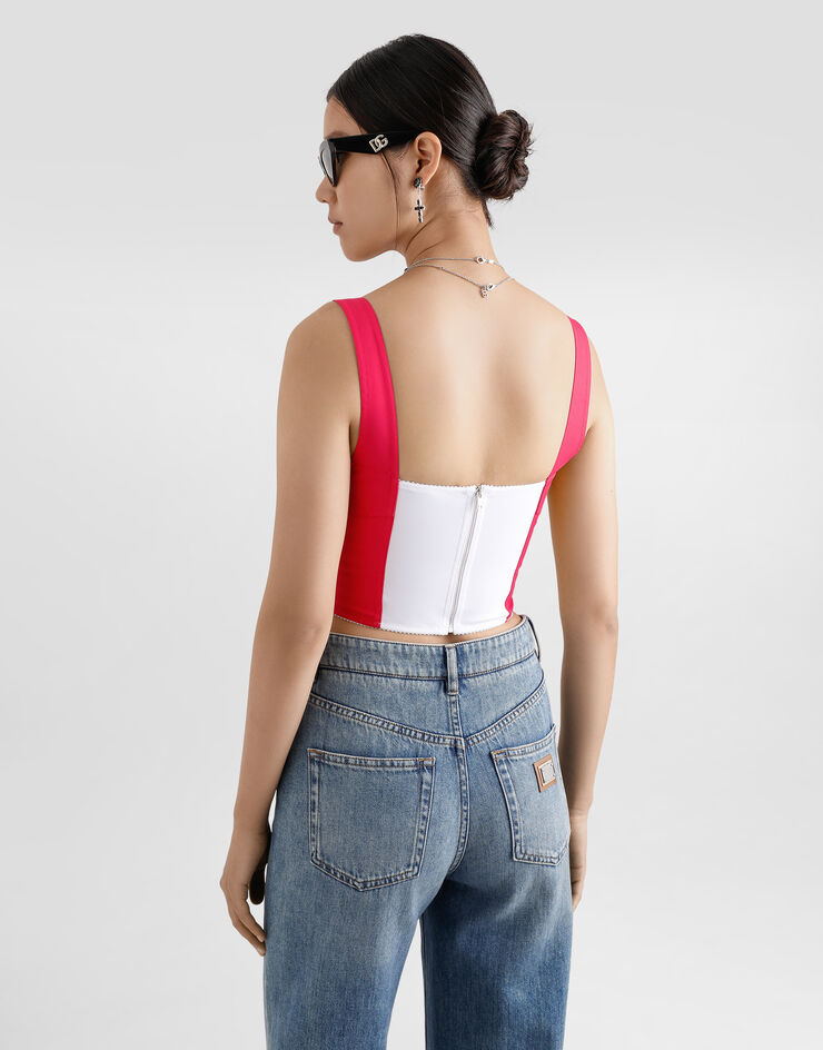 Dolce & Gabbana Top bustier de algodón Fucsia F7W98TFU61A