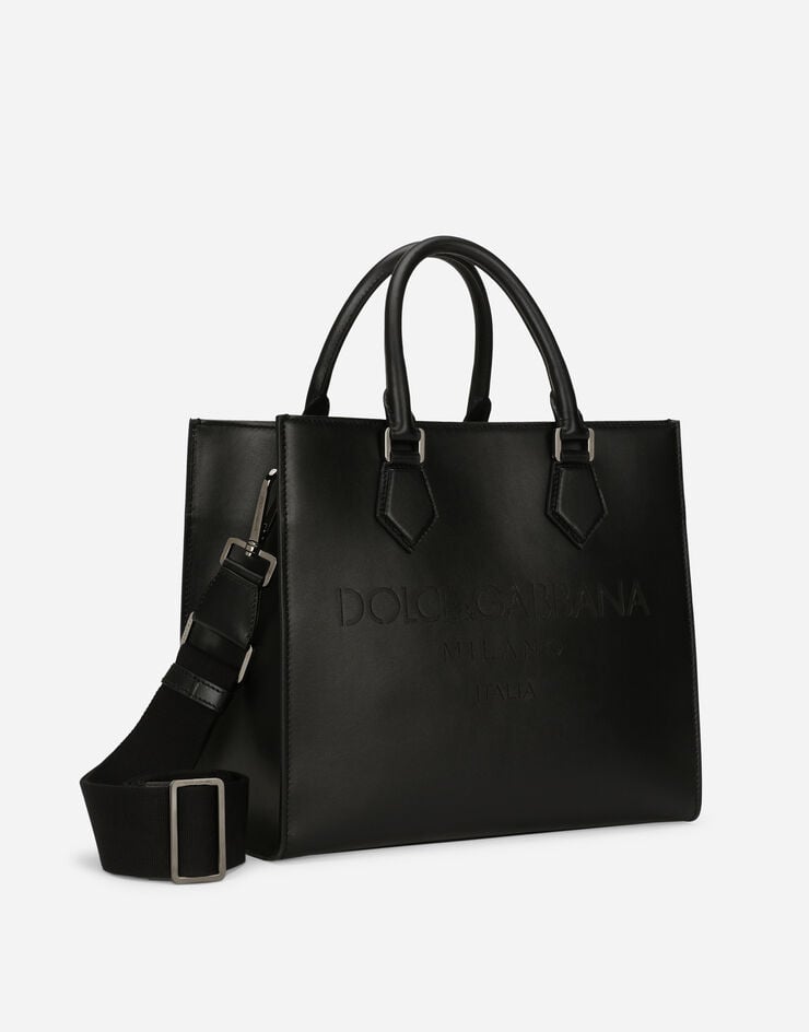 Dolce & Gabbana Shopping Edge in pelle di vitello con logo Nero BM2012AS738