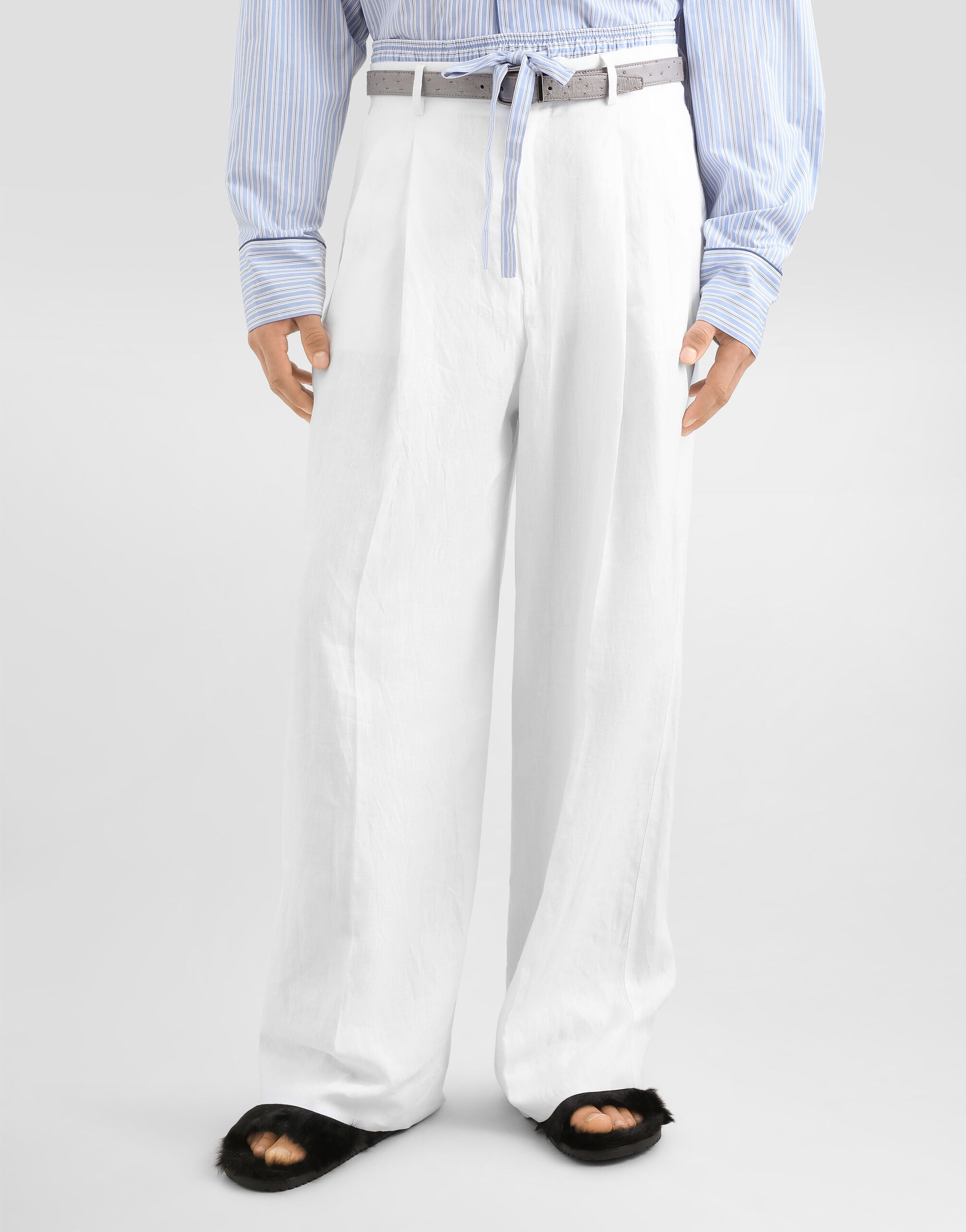 Linen canvas trousers in White for Men | Dolce&Gabbana® US