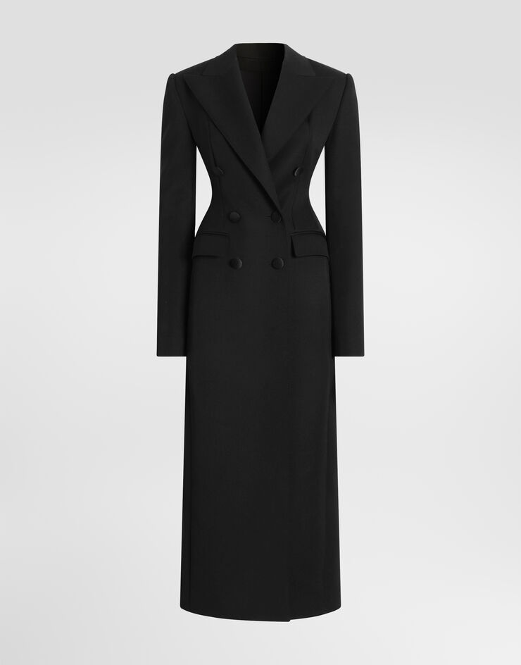Dolce & Gabbana Wool grain poudré coat Black F0X0ITFU2J4