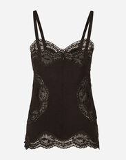 Dolce&Gabbana Wool jersey lingerie top with lace inlays Brown F4CPETFUWEU