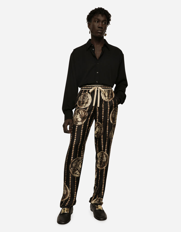 Dolce&Gabbana Oversized stretch silk shirt Black G5IT7TGG486