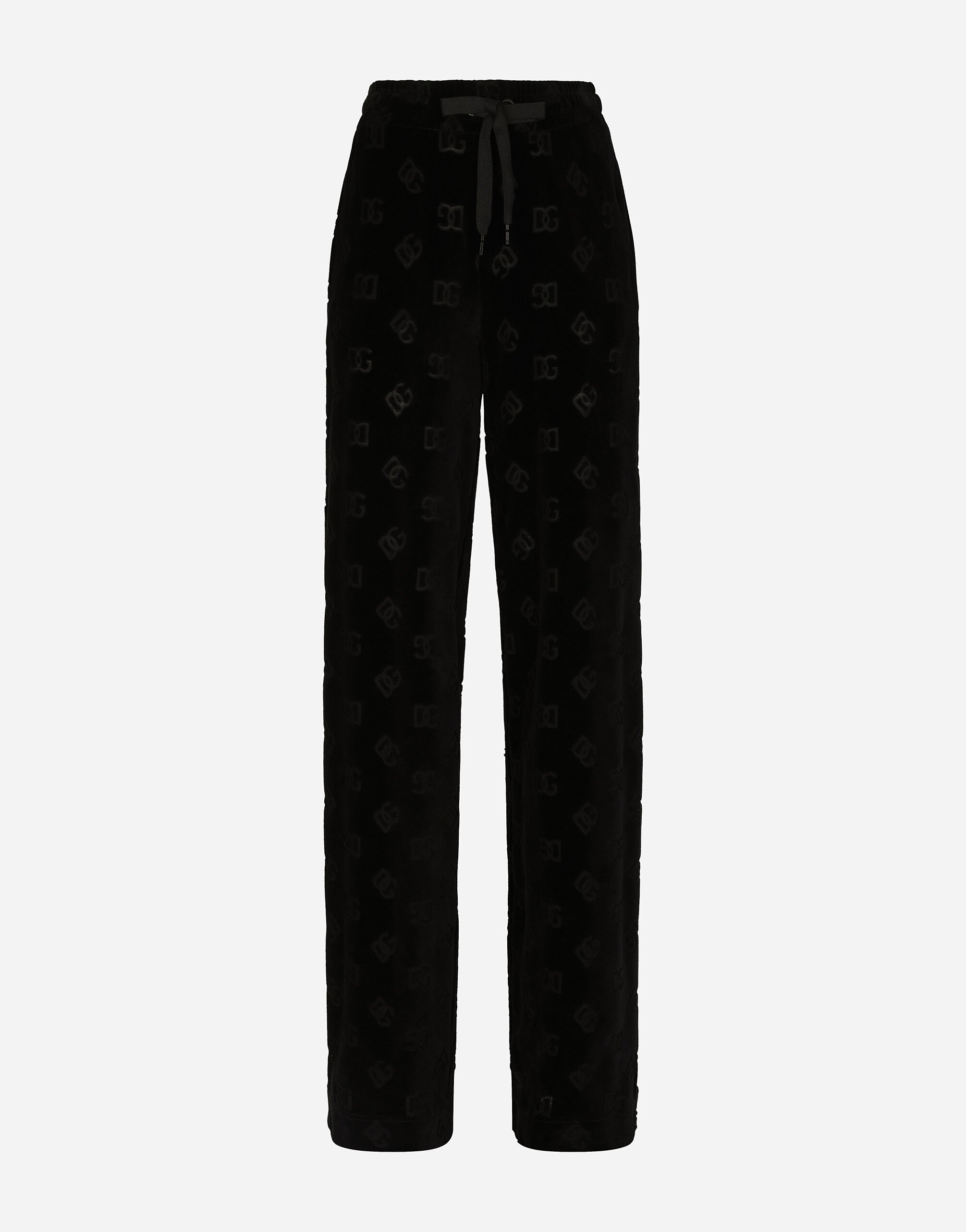 Dolce & Gabbana Flocked jersey pants with all-over DG logo Black FTBMPTFU21E