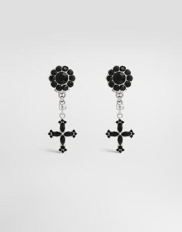 Dolce & Gabbana Drop earrings with crosses Black WEQ4S2W1111