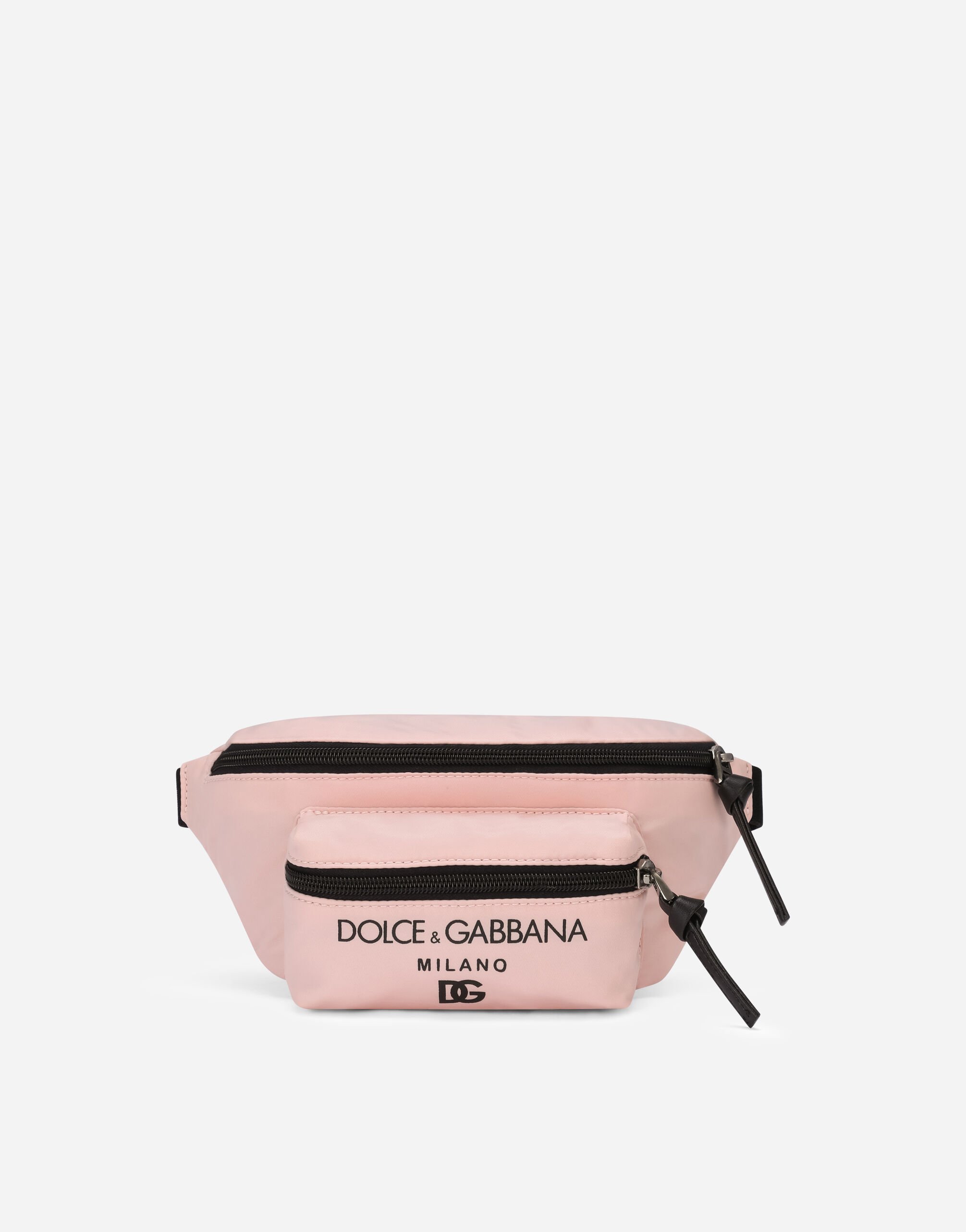 Dolce & Gabbana Nylon belt bag with logo print Pink EB0249AB018