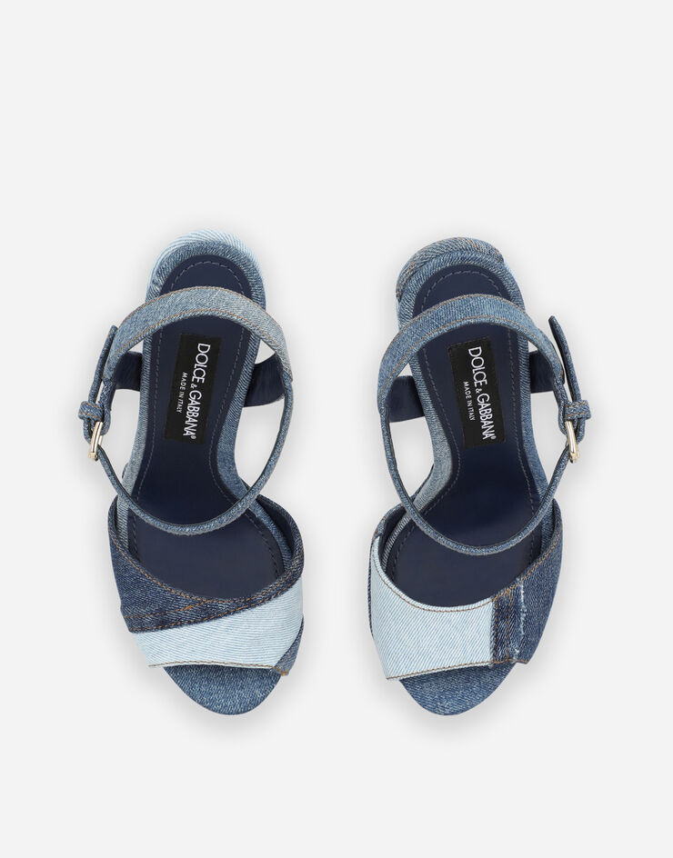 Dolce & Gabbana Patchwork denim platform sandals Blue CR1337AY841