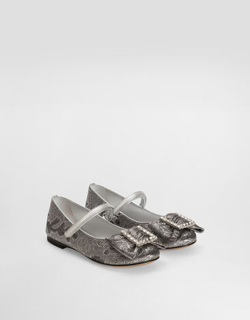 Dolce & Gabbana Brocade ballet flats with bow Silver D11377AV760