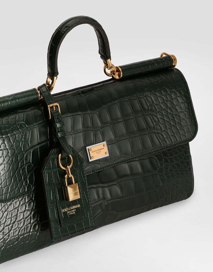 Dolce & Gabbana حقيبة يد My Sicily متوسطة من جلد أليغيتور Green BB7782B2EN0
