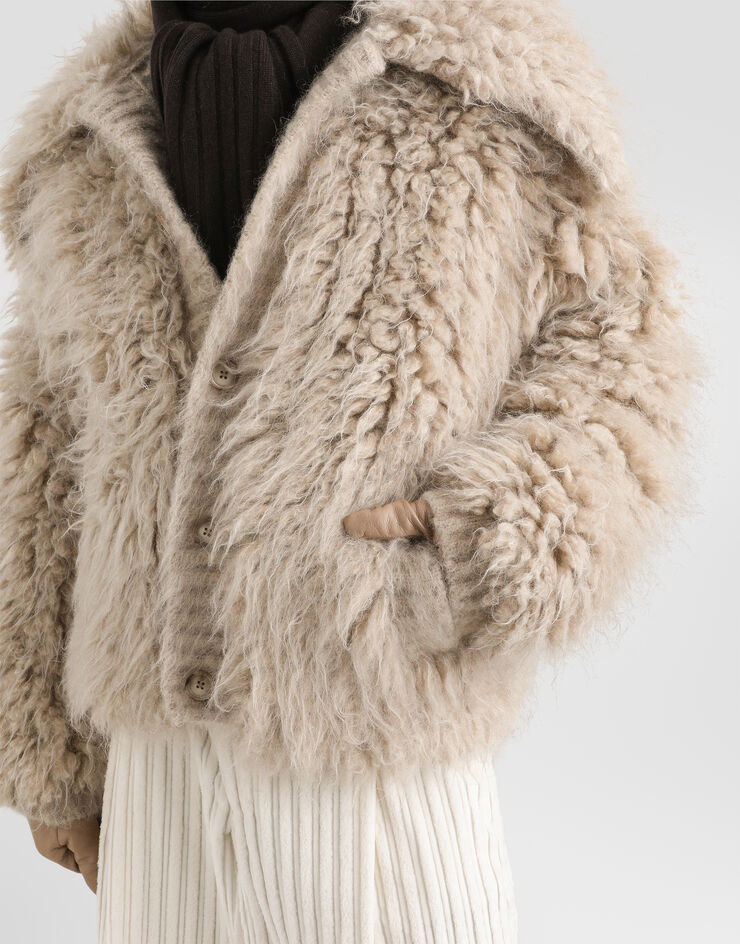Dolce & Gabbana Fur-effect mohair cardigan Beige GXVBVTJGMMS