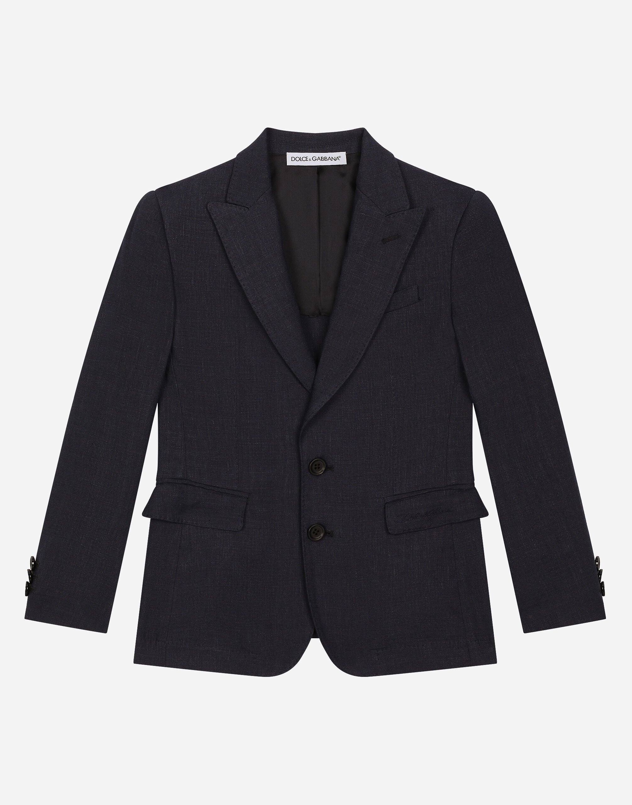 Dolce & Gabbana Single-breasted linen jacket Azure L41E96FU4LH