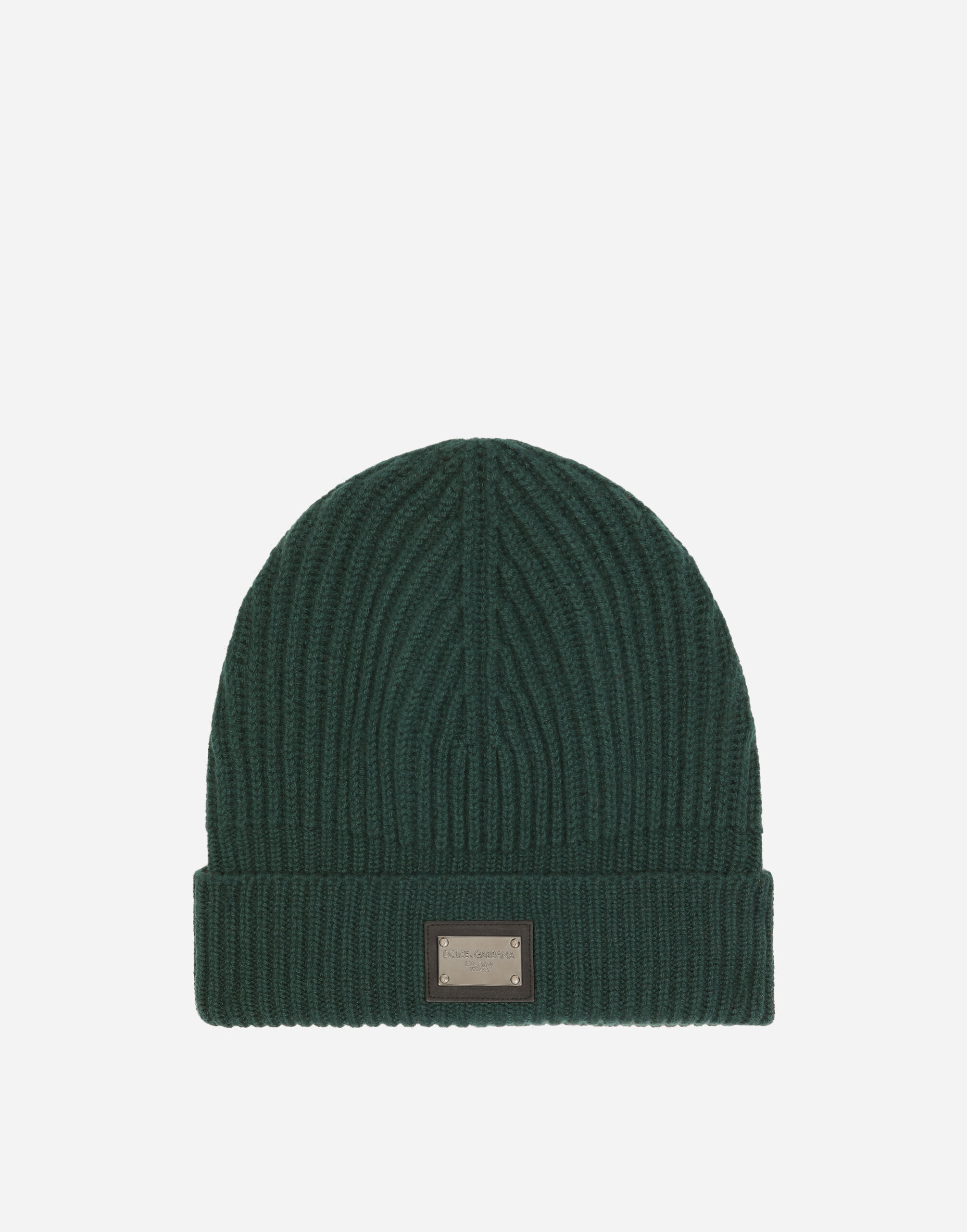 Dolce & Gabbana Knit hat with logo tag Green GH874ZFUFJU