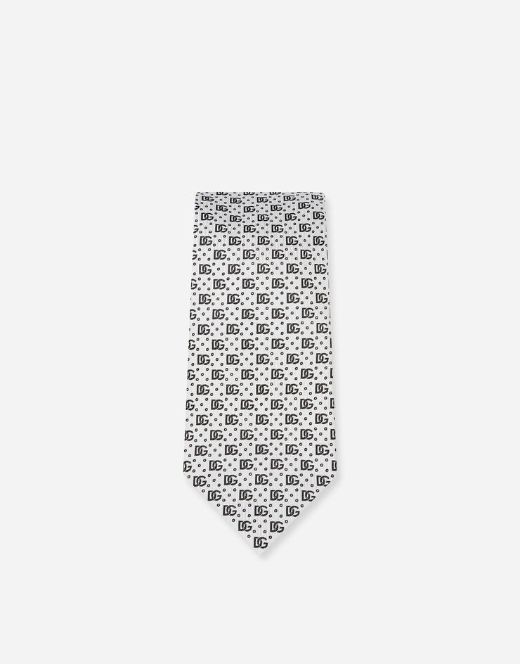 Dolce&Gabbana Corbata con pala de 8 cm en jacquard de seda con logotipo DG Blanc GT147EG0JQZ