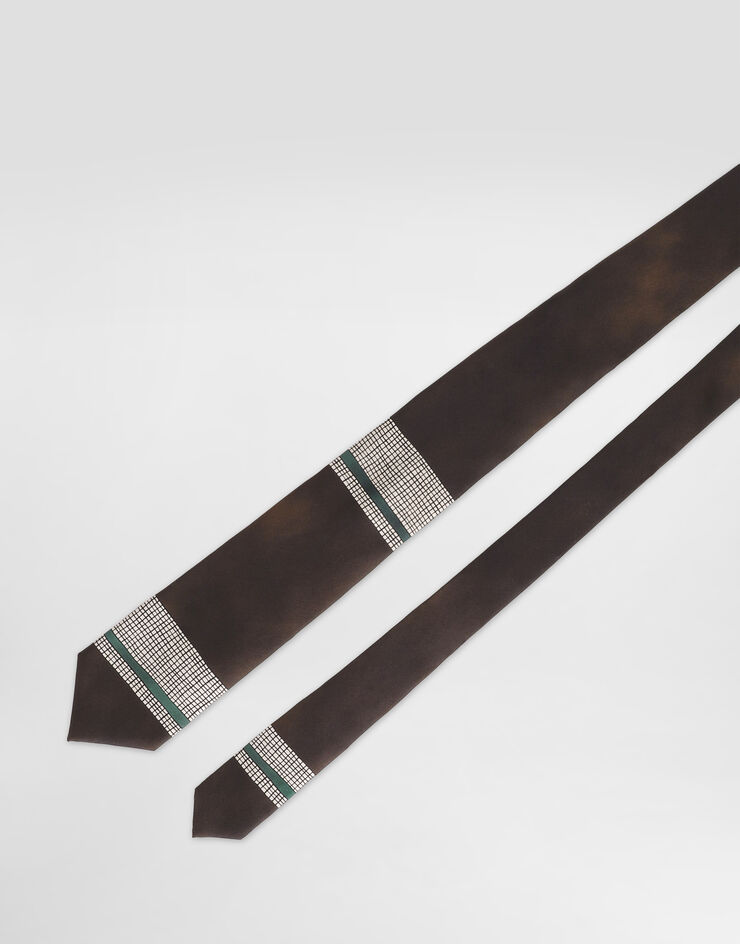 Dolce & Gabbana Cravate en sergé à imprimé vintage Brown GT147EG0WW6