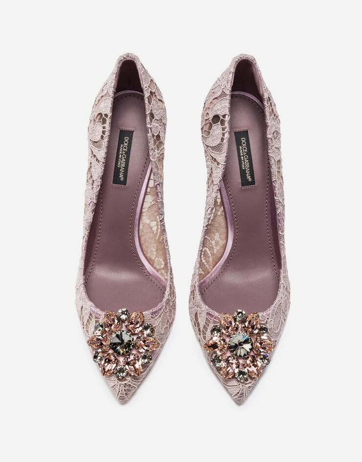 Dolce & Gabbana Lace rainbow pumps with brooch detailing Blush CD0101AL198