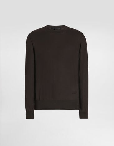 Dolce & Gabbana Silk crewneck pullover Brown GXX02ZJBSLV
