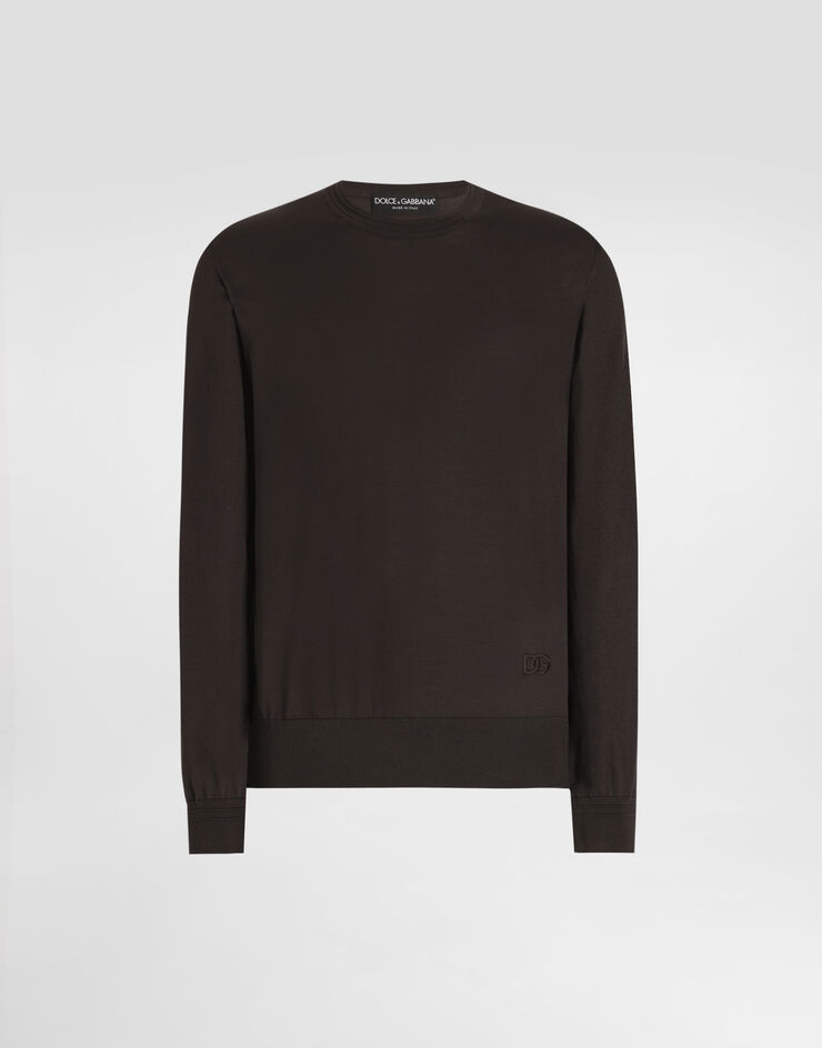 Dolce & Gabbana Silk crewneck pullover Dolce & Gabbana Silk crewneck pullover Brown GXX02ZJBSLV
