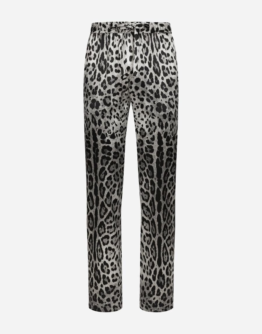Leopard-print satin pants