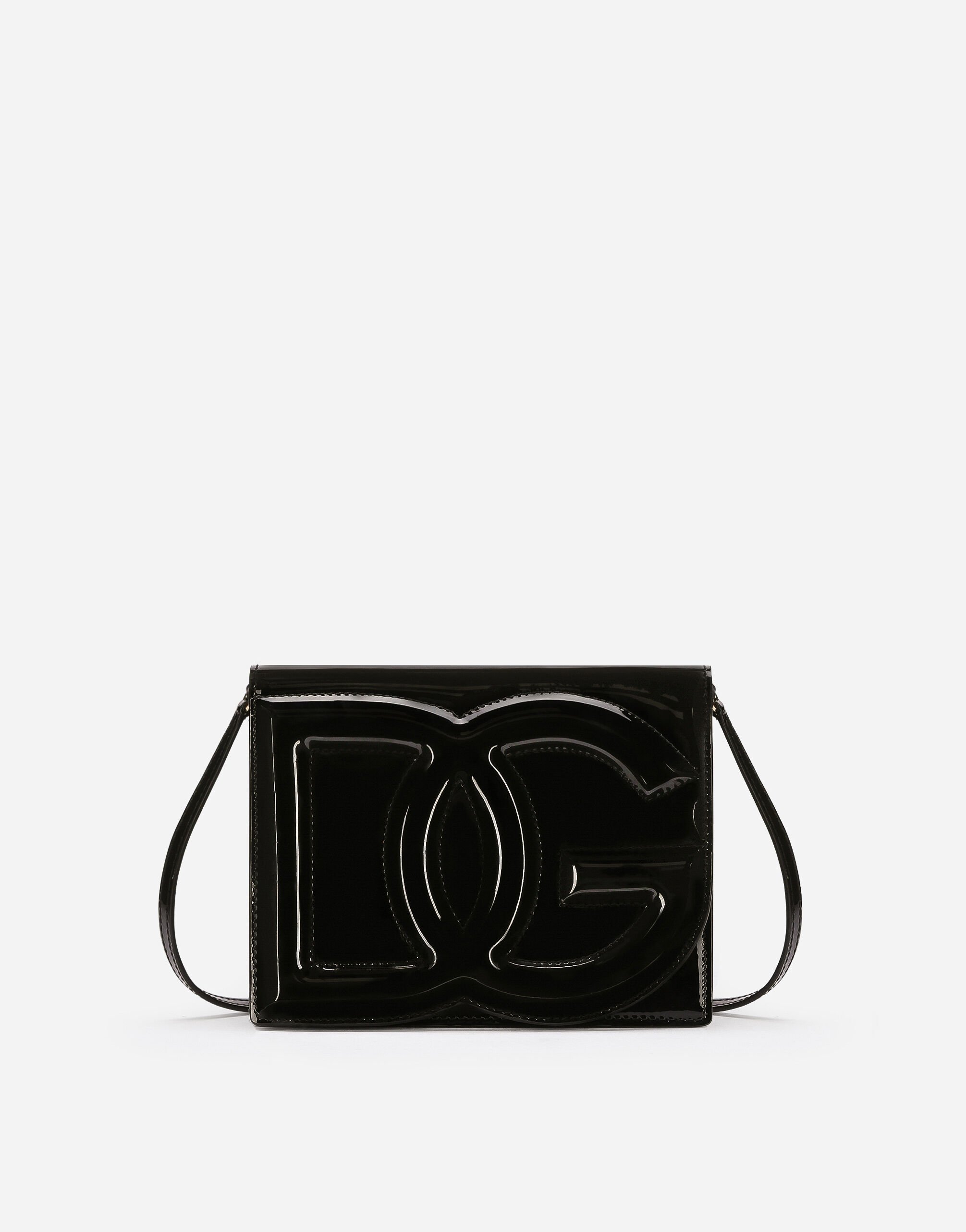 Dolce & Gabbana Umhängetasche DG Logo Bag aus Lackleder Schwarz BB7100AW437