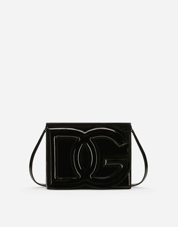 Dolce & Gabbana Sac DG Logo Bag à bandoulière en cuir verni Rose BB7287AS204