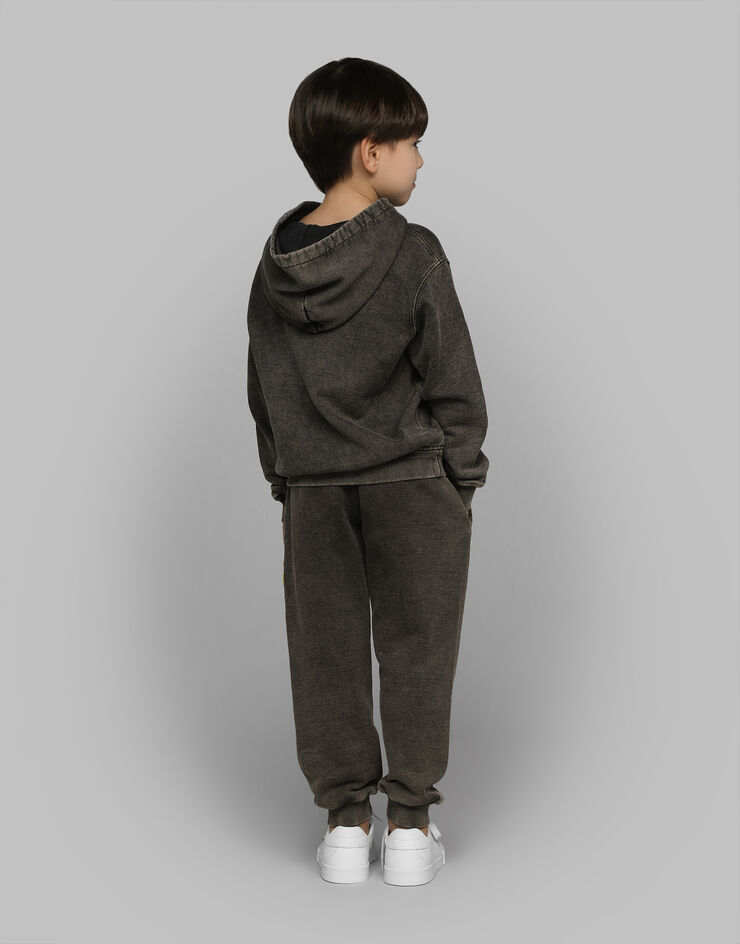 Dolce & Gabbana Sudadera con capucha de punto efecto lavado con logotipo DG Negro L4JWFJG7N3Z