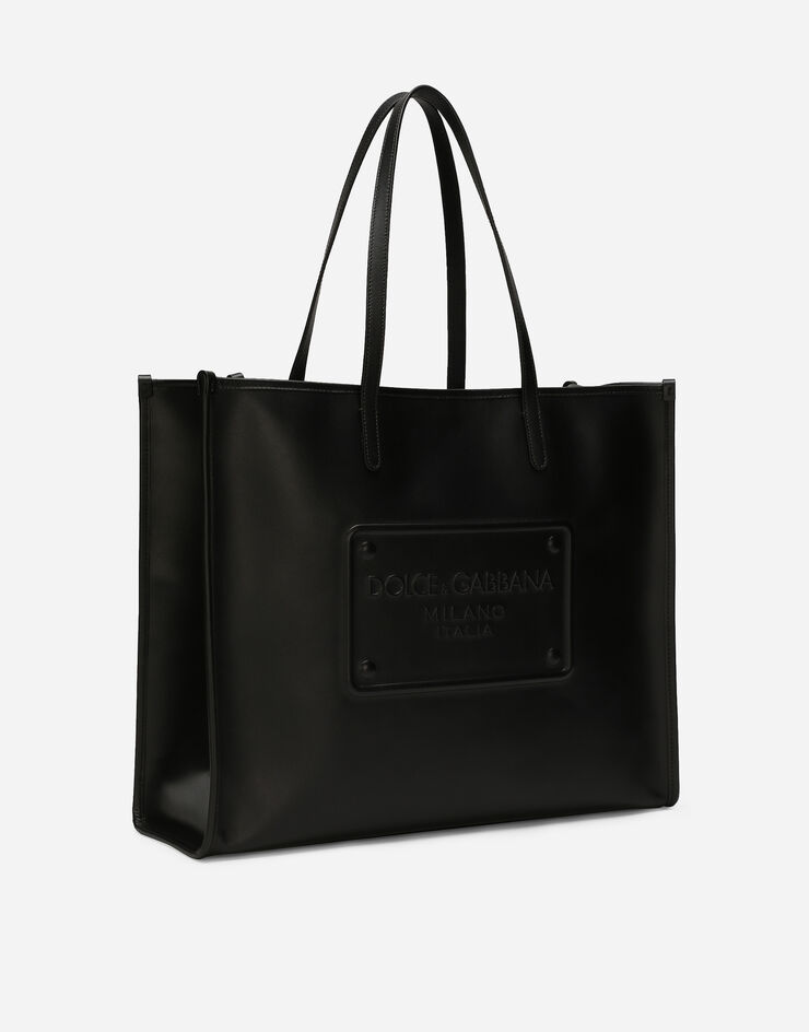 Dolce & Gabbana Сумка-шоппер из телячьей кожи с рельефным логотипом черный BM2274AG218