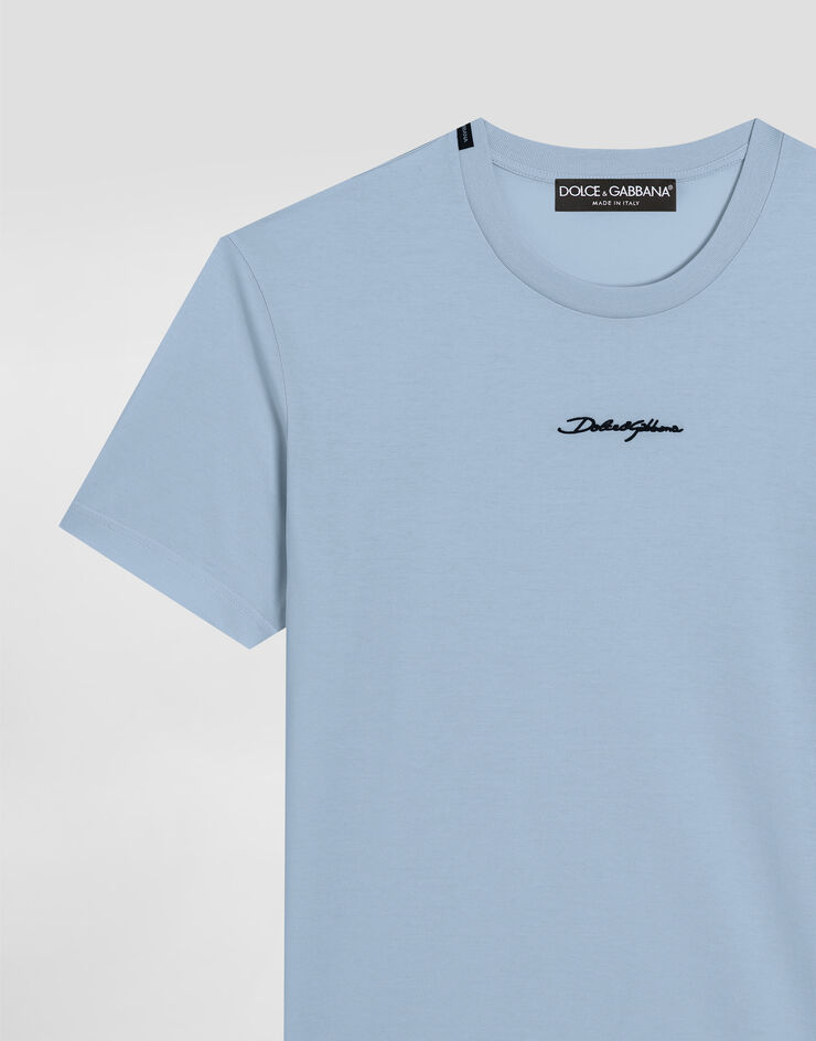 Dolce & Gabbana Cotton t-shirt with embroidered patch Dolce & Gabbana Cotton t-shirt with embroidered patch Blue G8RN8ZG7P0C