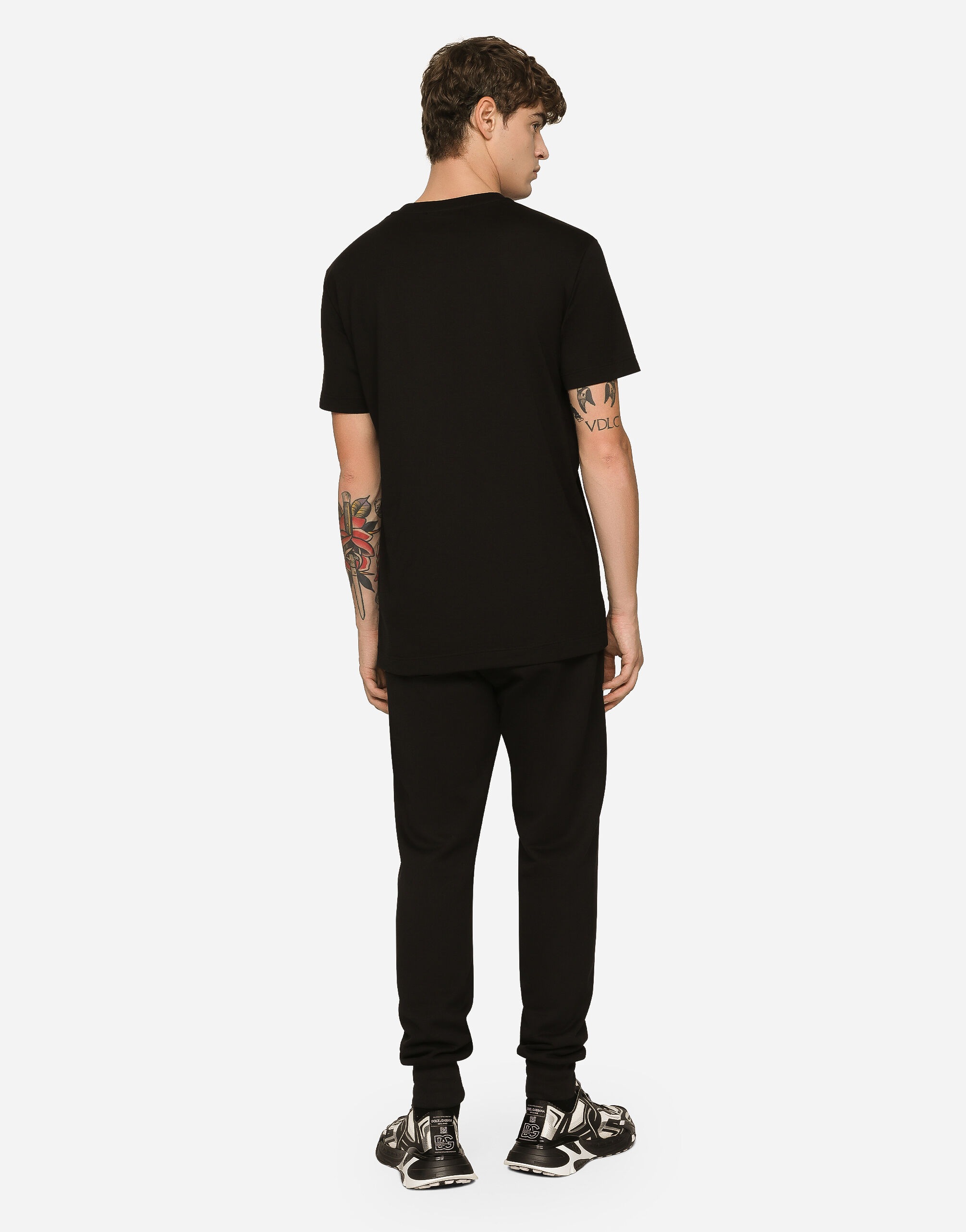 Jersey jogging pants with DG logo print in Black for Men