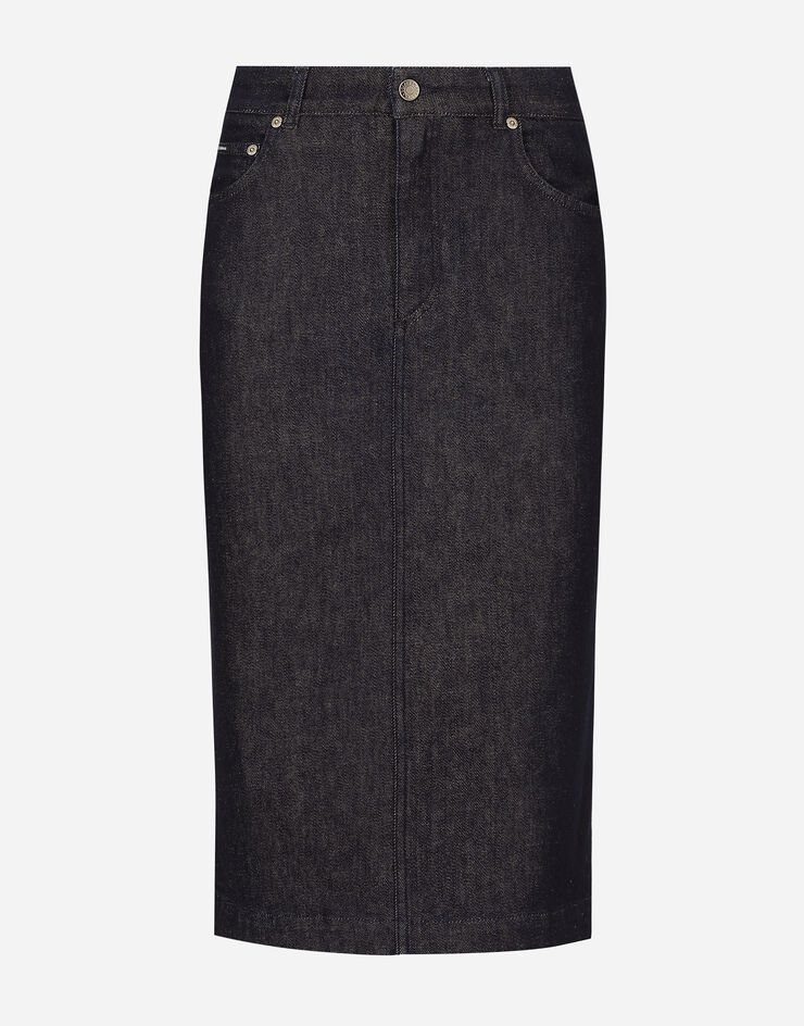 Dolce & Gabbana Calf-length cotton denim pencil skirt Multicolor F4CYADG8LT2